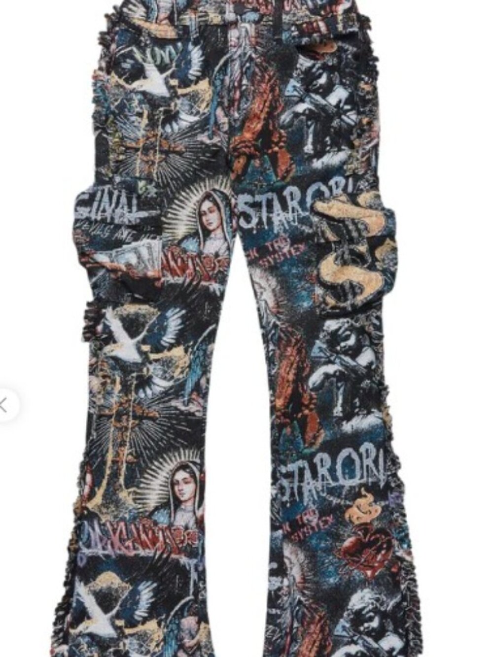 🔥🎨 NWT Rockstar Original "Dalai Multi Stacked" Tapestry Cargo Jeans | 30